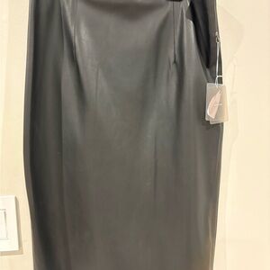 Elegant Black Faux Leather Skirt